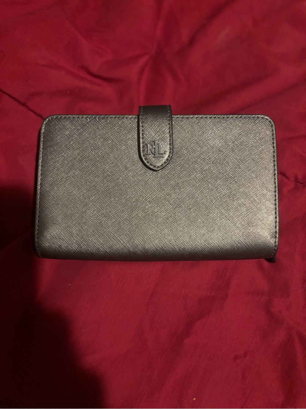 Ralph Lauren Metallic Textured Leather Wallet - Silver
